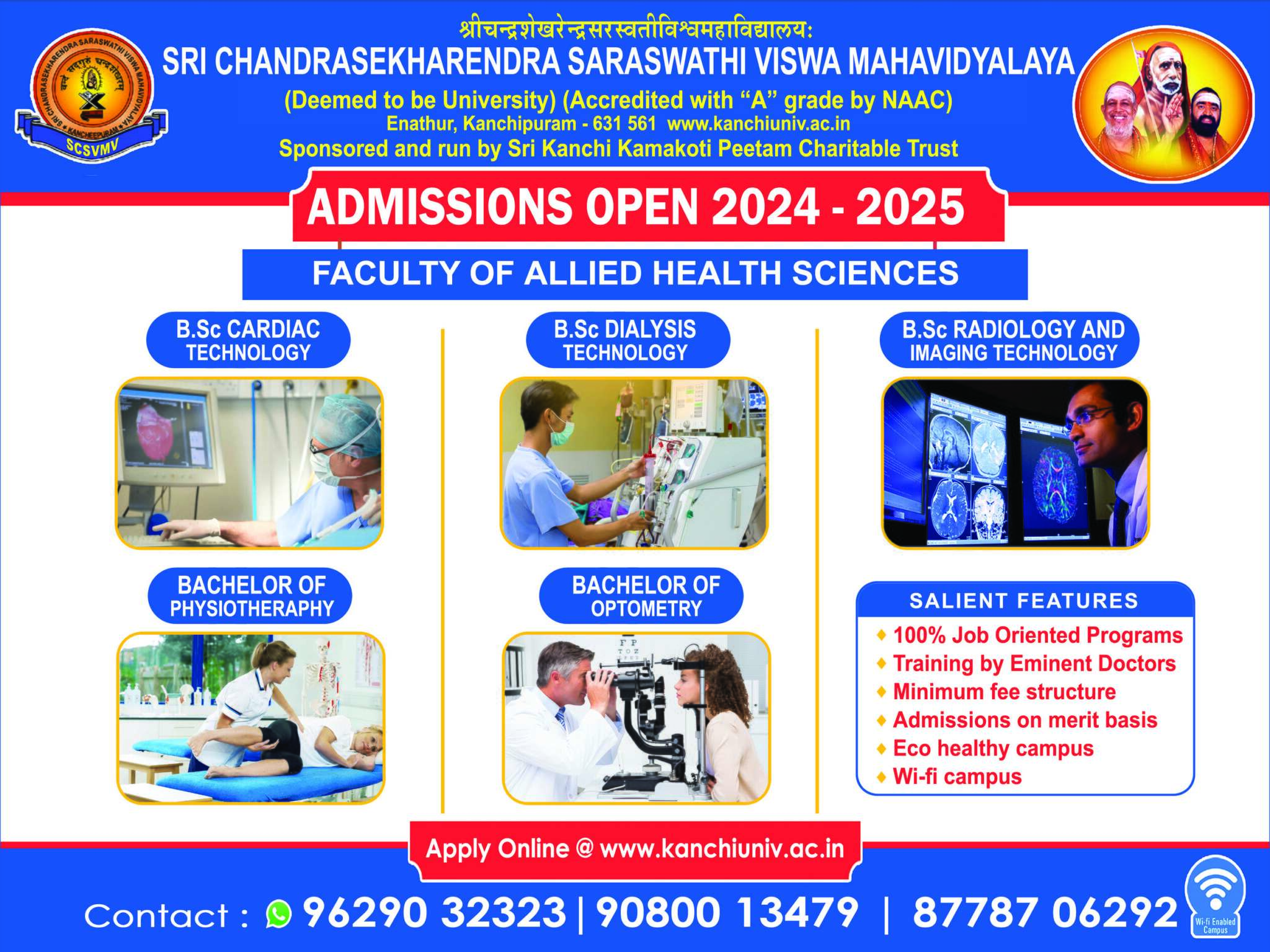 Admission 2024 – 25 – SCSVMV Deemed To Be University