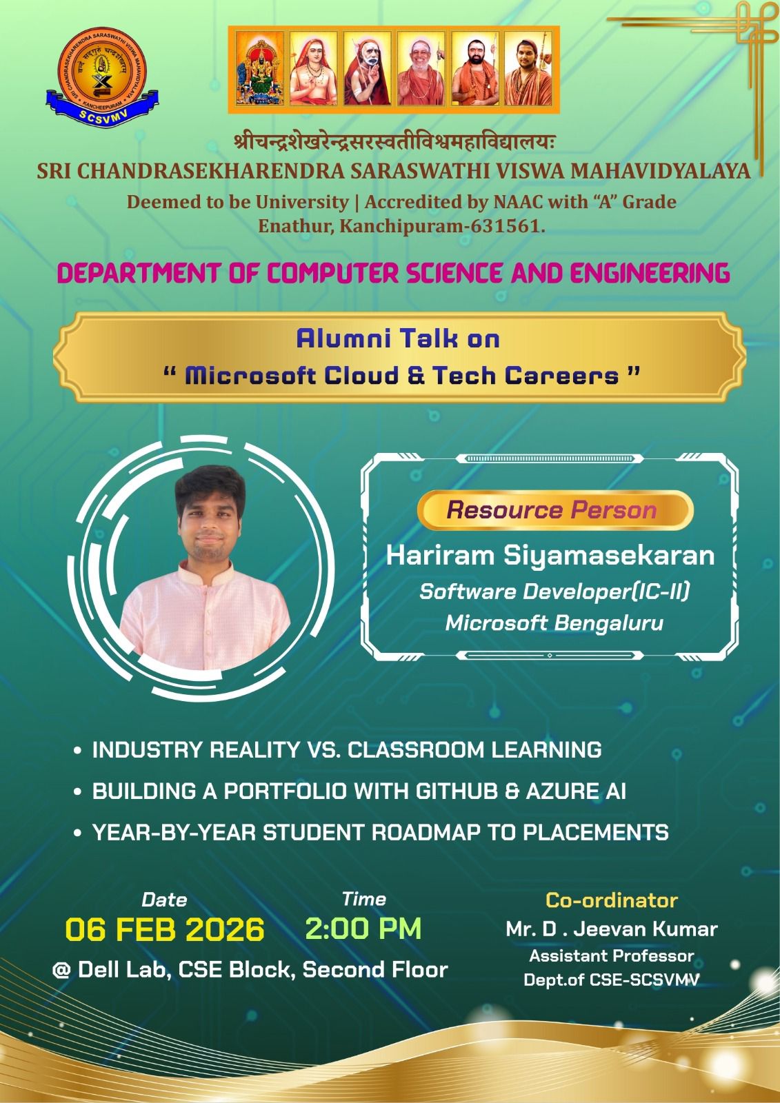 Alumni Talk on Microsoft Cloud & Tech Careers - SCSVMV Deemed to be ...