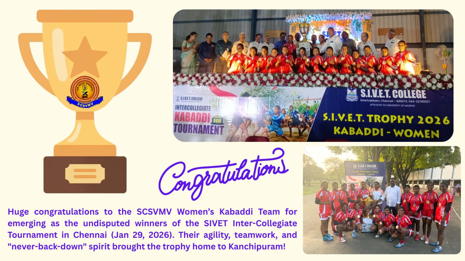 SCSVMV Women Clinch SIVET Kabaddi Title 2026 - SCSVMV Deemed to be ...