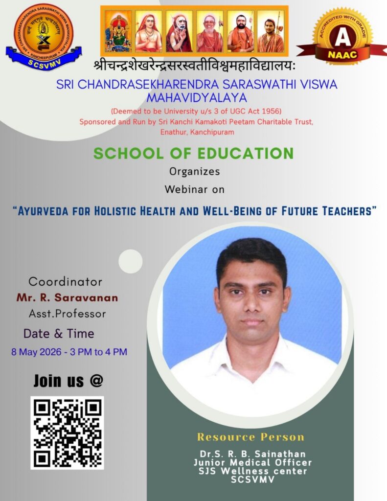 Webinar on Ayurveda for Holistic Health and Wellness Being of Future Teacher – Flyer