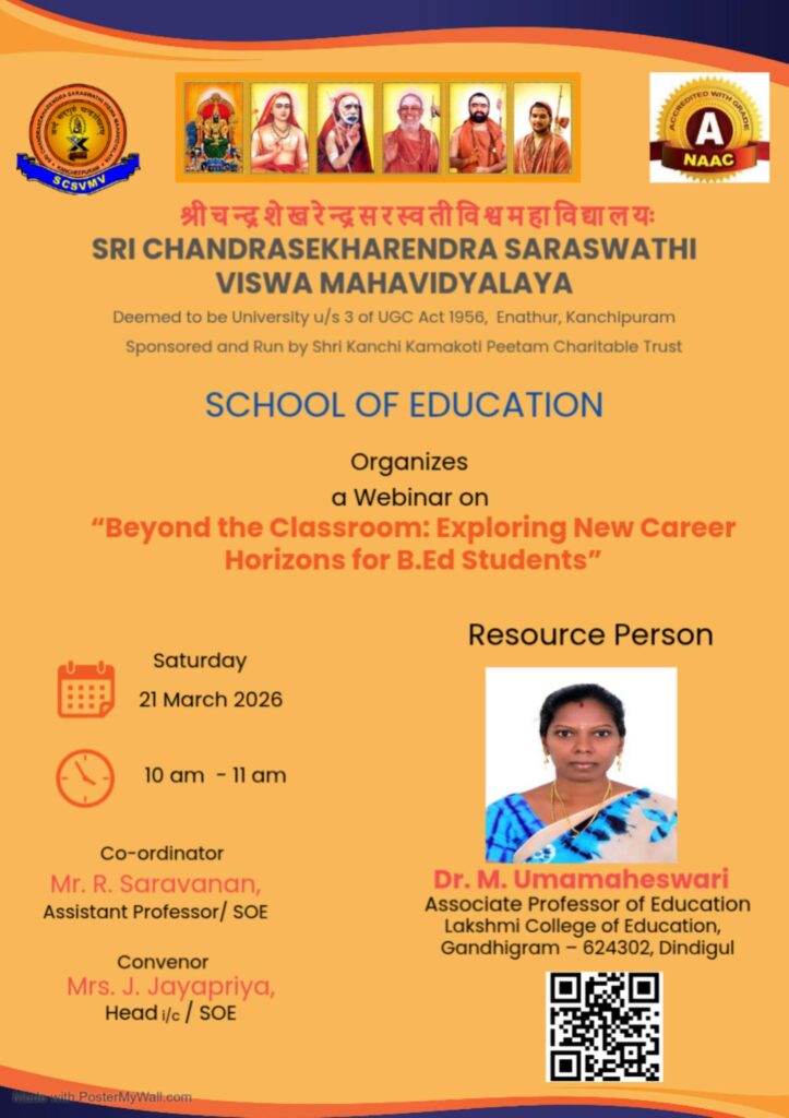 Webinar on Beyond the Classroom: Exploring New Career Horizons for B.Ed. Students – Flyer