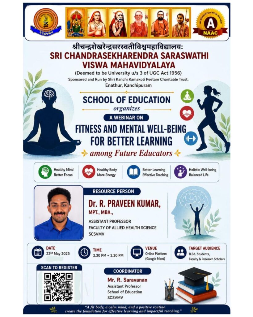 Webinar on Fitness and Mental Well-Being for Better Learning among Future Educators – Flyer
